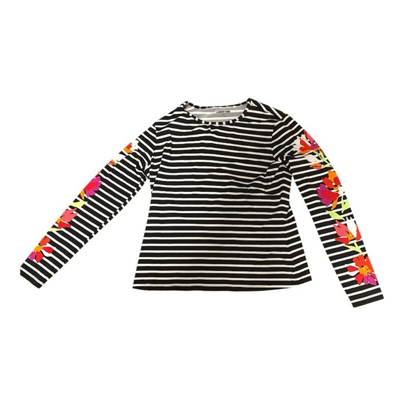 Lands' End Other - Lands' End Black and White Striped Swim shirt with Floral Accents Size XS